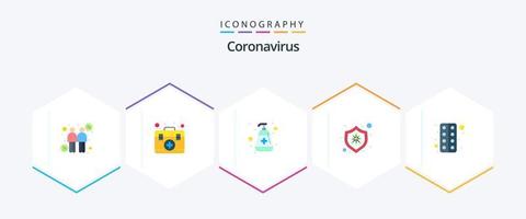 coronavirus 25 vlak icoon pak inclusief tablet. virus. hand- wassen. bescherming. medisch vector