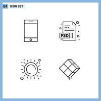 pictogram reeks van 4 gemakkelijk gevulde lijn vlak kleuren van apparaat warmte document zomer decor bewerkbare vector ontwerp elementen