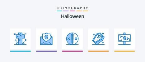 halloween blauw 5 icoon pak inclusief . graf. vakantie. voodoo. halloween. creatief pictogrammen ontwerp vector