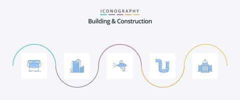 gebouw en bouw blauw 5 icoon pak inclusief water. reparatie. echt landgoed. loodgieter. bouw vector