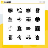 voorraad vector icoon pak van 16 lijn tekens en symbolen voor trolley instellingen Scherm mobiel liefde teken bewerkbare vector ontwerp elementen
