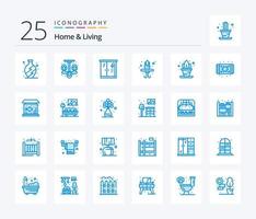 huis en leven 25 blauw kleur icoon pak inclusief huis. meubilair. leven. inrichting. plank vector