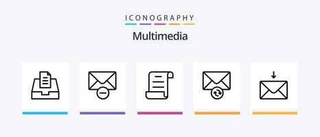 multimedia lijn 5 icoon pak inclusief . te ontvangen. postbus. controleren. creatief pictogrammen ontwerp vector