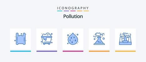 verontreiniging blauw 5 icoon pak inclusief . afval. productie. creatief pictogrammen ontwerp vector