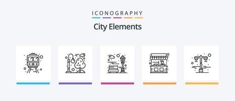 stad elementen lijn 5 icoon pak inclusief park. bank. het spoor. links Rechtsaf. richting. creatief pictogrammen ontwerp vector