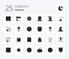 halloween 25 solide glyph icoon pak inclusief boom. halloween. halloween. spellen. magiër vector