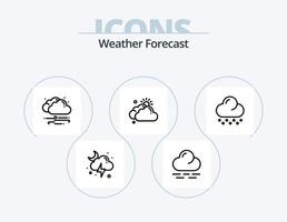 weer lijn icoon pak 5 icoon ontwerp. het weer. voorspelling. wolk. rang. maan vector