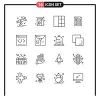 schets pak van 16 universeel symbolen van bedrijf papier wireframe factuur het dossier bewerkbare vector ontwerp elementen