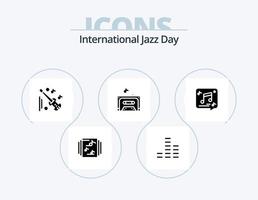 Internationale jazz- dag glyph icoon pak 5 icoon ontwerp. . geluid . muziek- . viool vector