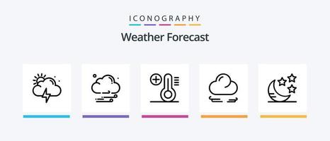 weer lijn 5 icoon pak inclusief temperatuur. klimaat. het weer. nacht. halve maan. creatief pictogrammen ontwerp vector