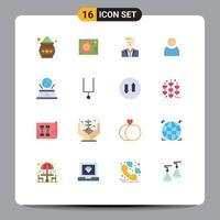 16 gebruiker koppel vlak kleur pak van modern tekens en symbolen van wereld gebruiker Vermelding avatar leider bewerkbare pak van creatief vector ontwerp elementen
