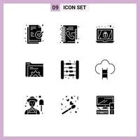 voorraad vector icoon pak van 9 lijn tekens en symbolen voor kinderen zak laptop baby map bewerkbare vector ontwerp elementen
