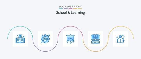 school- en aan het leren blauw 5 icoon pak inclusief studie. kennis. scherm. onderwijs. kennis vector