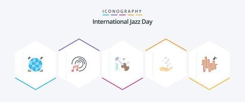 Internationale jazz- dag 25 vlak icoon pak inclusief Golf. muziek. muziek. rots en rollen. muziek- vector