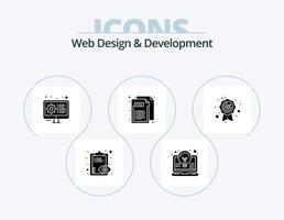 web ontwerp en ontwikkeling glyph icoon pak 5 icoon ontwerp. het beste kwaliteit. web. licht. css. instellingen vector