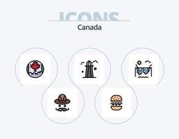 Canada lijn gevulde icoon pak 5 icoon ontwerp. lofzang. Canada. voedsel. koepel. Canada vector