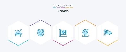 Canada 25 blauw icoon pak inclusief kaart. Scandinavië. Canada. pijnboom bomen. arctisch vector