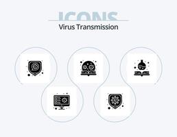 virus transmissie glyph icoon pak 5 icoon ontwerp. medisch. zoeken. ziekte. loep. onderwijs vector