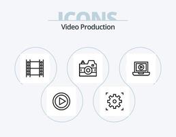 video productie lijn icoon pak 5 icoon ontwerp. deel. bioscoop. film. gebruiker. licht vector