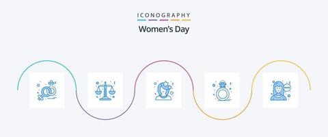 vrouwen dag blauw 5 icoon pak inclusief vrouw. chatten. bloem. geschenk. Cadeau vector
