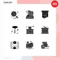 pictogram reeks van 9 gemakkelijk solide glyphs van leven macht gereedschap appartement hand- boren vakantie bewerkbare vector ontwerp elementen