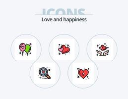 liefde lijn gevulde icoon pak 5 icoon ontwerp. liefde. Leuk vinden. brand. hart. liefde vector