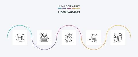 hotel Diensten lijn 5 icoon pak inclusief spa. reizen. uur. pak geval. zak vector