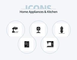 huis huishoudelijke apparaten en keuken glyph icoon pak 5 icoon ontwerp. keuken. blender. huis. handleiding. menger vector