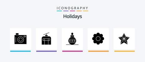 vakantie glyph 5 icoon pak inclusief vakantie. kerstmis. kerstmis. romantisch. bloem. creatief pictogrammen ontwerp vector