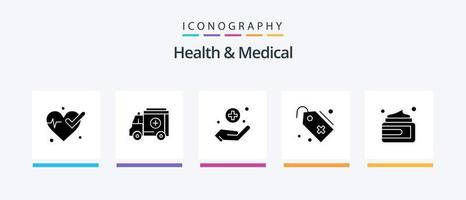 Gezondheid en medisch glyph 5 icoon pak inclusief . medisch. teken. room. teken. creatief pictogrammen ontwerp vector