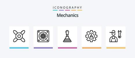 mechanica lijn 5 icoon pak inclusief . industrieel. wiel. beweging. creatief pictogrammen ontwerp vector