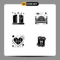 pak van 4 creatief solide glyphs van kaars basketbal sier- Ingang liefde bewerkbare vector ontwerp elementen