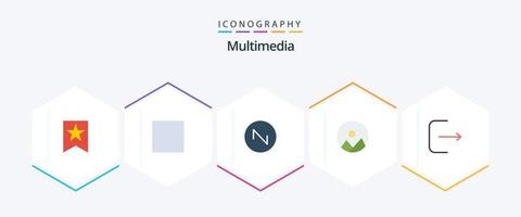 multimedia 25 vlak icoon pak inclusief . multimediaal. zag tand. uitloggen. natuur vector