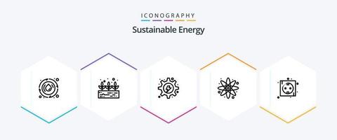 duurzame energie 25 lijn icoon pak inclusief plug. eco. hydro. bord. energie vector