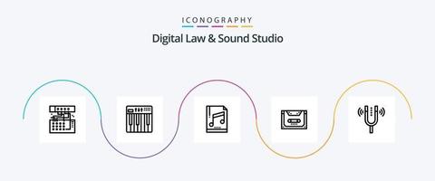 digitaal wet en geluid studio lijn 5 icoon pak inclusief compact. geluid. midi. analoog. het dossier vector