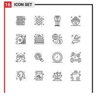schets pak van 16 universeel symbolen van account lunch app iftar datums bewerkbare vector ontwerp elementen