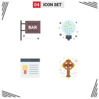4 universeel vlak icoon tekens symbolen van bar ontwikkelen media en vermaak licht bladzijde bewerkbare vector ontwerp elementen