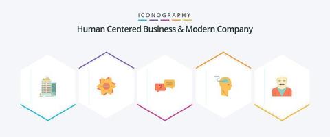 menselijk gecentreerd bedrijf en modern bedrijf 25 vlak icoon pak inclusief gebruiker. downloaden. vorm geven aan. update. bericht vector