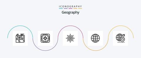 geo- grafisch lijn 5 icoon pak inclusief aarde. wereldbol. navigatie. het weer. ochtend- vector