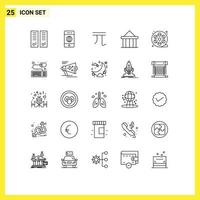 25 gebruiker koppel lijn pak van modern tekens en symbolen van rechtbank citadel wereld acropolis geld bewerkbare vector ontwerp elementen