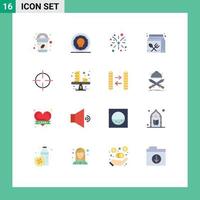 universeel icoon symbolen groep van 16 modern vlak kleuren van teken lunch brand aan het leren drinken bewerkbare pak van creatief vector ontwerp elementen