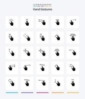 creatief hand- gebaren 25 glyph solide zwart icoon pak zo net zo tabblad. mobiel.. hand. links vector