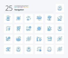 navigatie 25 blauw kleur icoon pak inclusief galerij. kaart. kaart. plaats. online vector