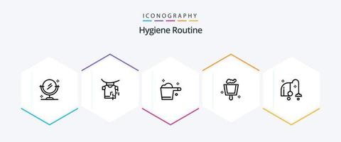 hygiëne routine- 25 lijn icoon pak inclusief . apparatuur. graadmeter. elektrisch. vegen vector