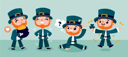 st. patrick's day leprechaun karakter in verschillende activiteiten vector