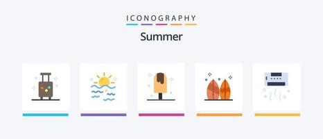 zomer vlak 5 icoon pak inclusief zomer. bord. zon. zoet. ijs. creatief pictogrammen ontwerp vector