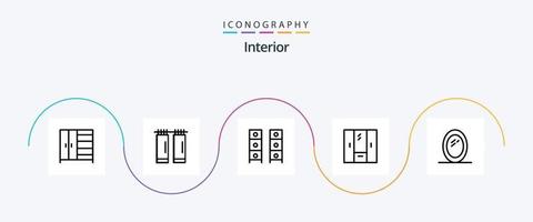 interieur lijn 5 icoon pak inclusief interieur. garderobe. interieur. interieur. kast vector