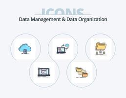 gegevens beheer en gegevens organisatie lijn gevulde icoon pak 5 icoon ontwerp. document. wolk. werkwijze. website. het dossier vector