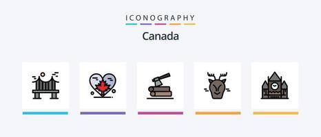 Canada lijn gevulde 5 icoon pak inclusief spel. Canada. Canada. winter. sneeuw. creatief pictogrammen ontwerp vector