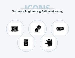 software bouwkunde en video gaming glyph icoon pak 5 icoon ontwerp. schijf. update. gebruiker. software. toepassing vector